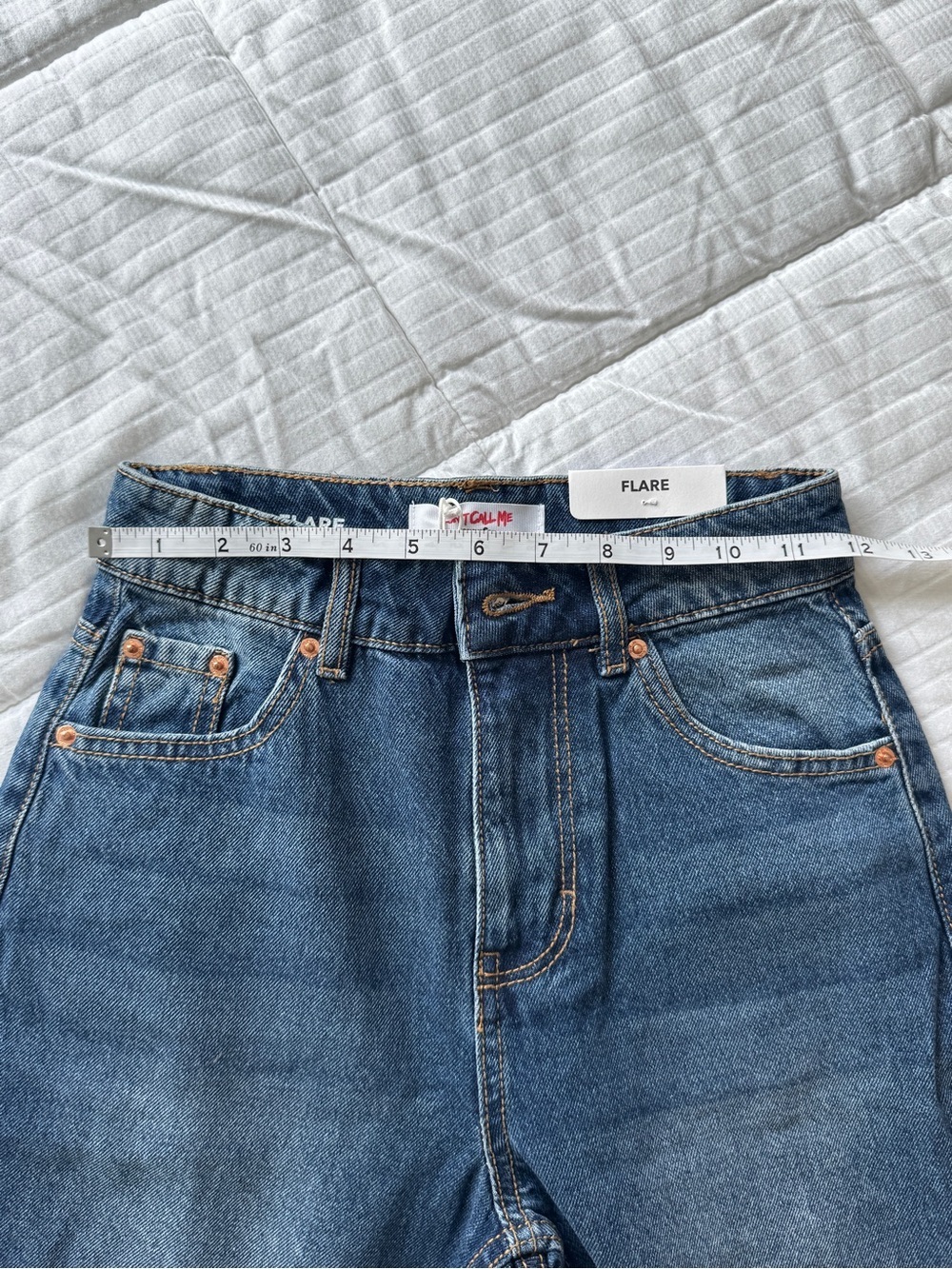 Don’t Call Me Jennyfer y2k distressed medium wash high rise flare jeans size 2 - Picture 5 of 10